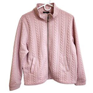 Robert Louis Zipped Stand Up Collar Dusty Rose Pink Cable Pattern Jacket…